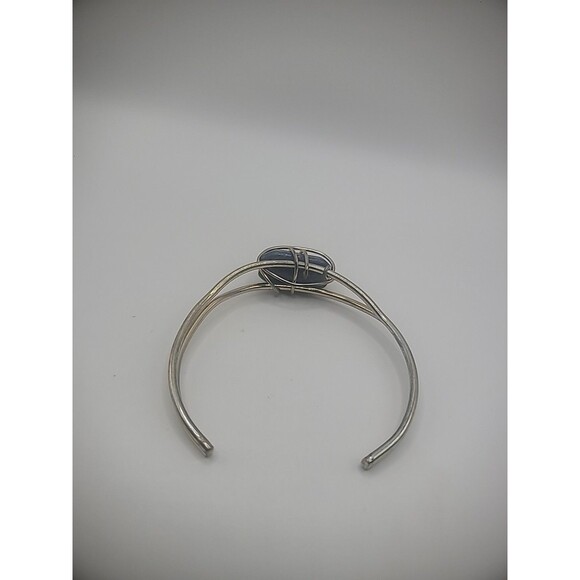 Vintage Bracelet Cuff Silver Tone Gold Tone Wire Wrapped Purple Stone Jewelry - Picture 11 of 15